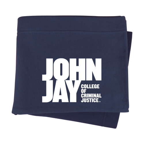 Navy Sweatshirt Blanket-John Jay College of Criminal Justice Primary Mark