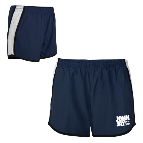 Womens Navy/White Team Short-John Jay College of Criminal Justice Primary Mark