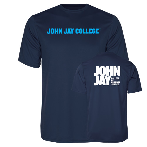 Navy Performance Tee-John Jay College of Criminal Justice Wordmark Horizontal