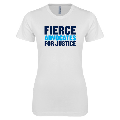 Next Level Womens White Boyfriend Tee-John Jay College of Criminal Justice Fierce Advocates For Justice