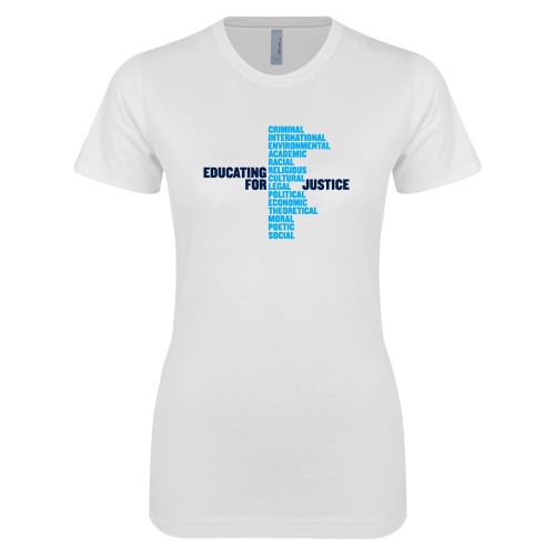 Next Level Womens White Boyfriend Tee-John Jay College of Criminal Justice Educating For Justice
