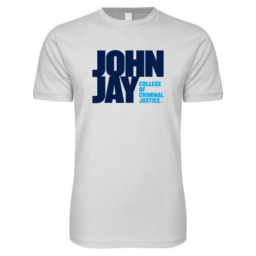 Next Level White SoftStyle T Shirt-John Jay College of Criminal Justice Primary Mark