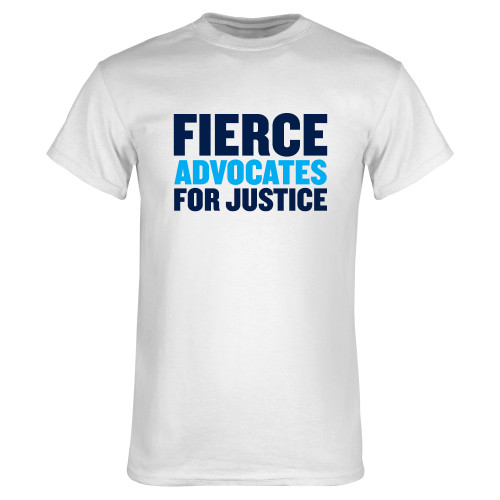 White T Shirt-John Jay College of Criminal Justice Fierce Advocates For Justice