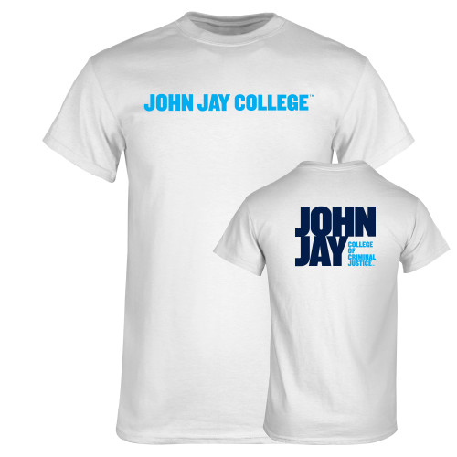 White T Shirt-John Jay College of Criminal Justice Wordmark Horizontal