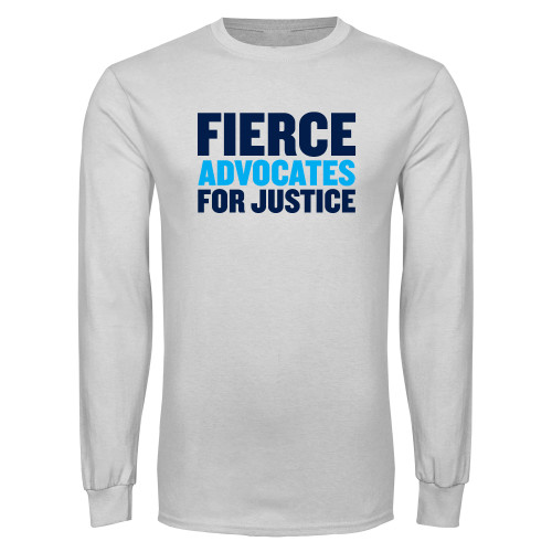 White Long Sleeve T Shirt-John Jay College of Criminal Justice Fierce Advocates For Justice