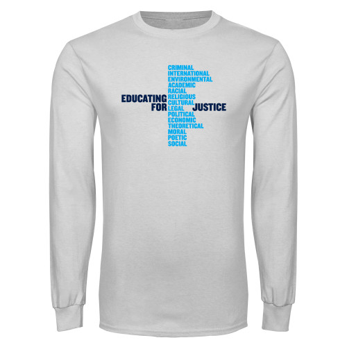 White Long Sleeve T Shirt-John Jay College of Criminal Justice Educating For Justice