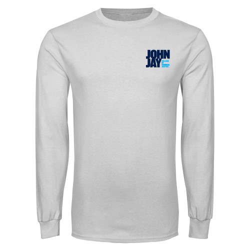 White Long Sleeve T Shirt-John Jay College of Criminal Justice Primary Mark