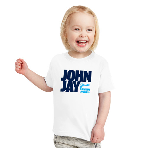 Toddler White T Shirt-John Jay College of Criminal Justice Primary Mark