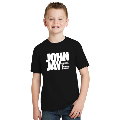 Youth Black T Shirt-John Jay College of Criminal Justice Primary Mark