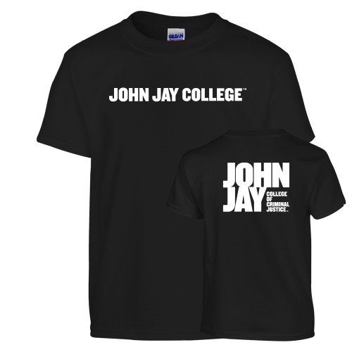 Youth Black T Shirt-John Jay College of Criminal Justice Wordmark Horizontal