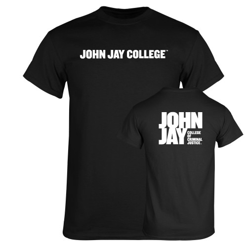 Black T Shirt-John Jay College of Criminal Justice Wordmark Horizontal