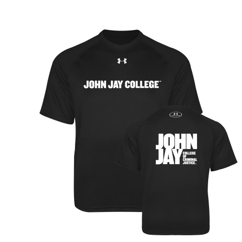 Under Armour Youth Black Tech Tee-John Jay College of Criminal Justice Wordmark Horizontal