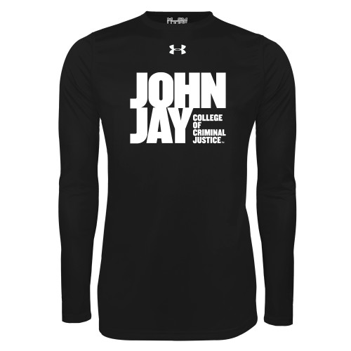 Under Armour Black Long Sleeve Tech Tee-John Jay College of Criminal Justice Primary Mark