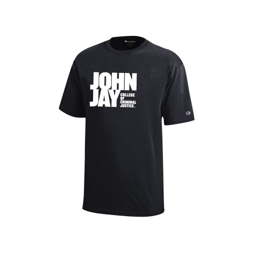 Champion Youth Black Short Sleeve Tee-John Jay College of Criminal Justice Primary Mark