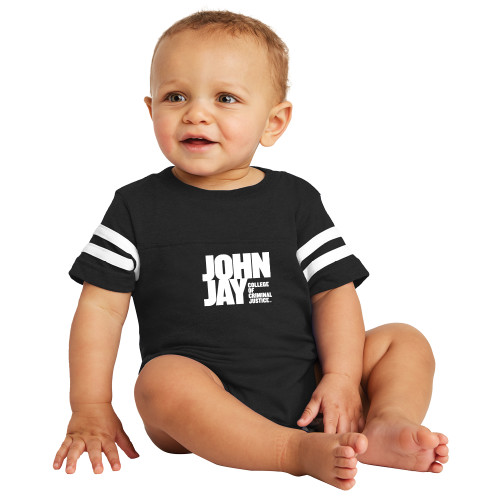 Vintage Black Jersey Onesie-John Jay College of Criminal Justice Primary Mark