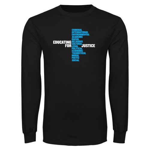 Black Long Sleeve T Shirt-John Jay College of Criminal Justice Educating For Justice
