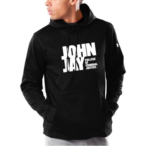 Under Armour Black Armour Fleece Hoodie-John Jay College of Criminal Justice Primary Mark