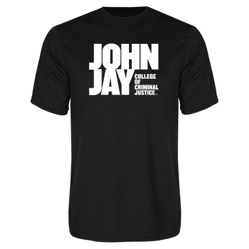 Black Performance Tee-John Jay College of Criminal Justice Primary Mark