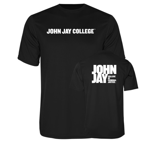 Black Performance Tee-John Jay College of Criminal Justice Wordmark Horizontal