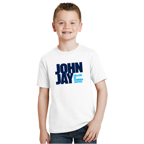 Youth White T Shirt-John Jay College of Criminal Justice Primary Mark