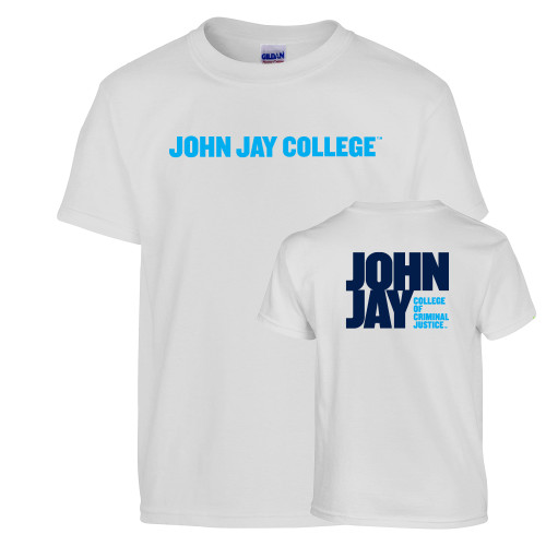 Youth White T Shirt-John Jay College of Criminal Justice Wordmark Horizontal