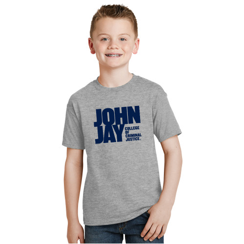 Youth Grey T Shirt-John Jay College of Criminal Justice Primary Mark