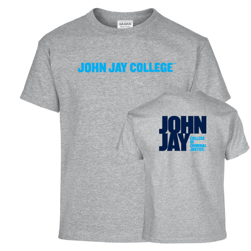 Youth Grey T Shirt-John Jay College of Criminal Justice Wordmark Horizontal