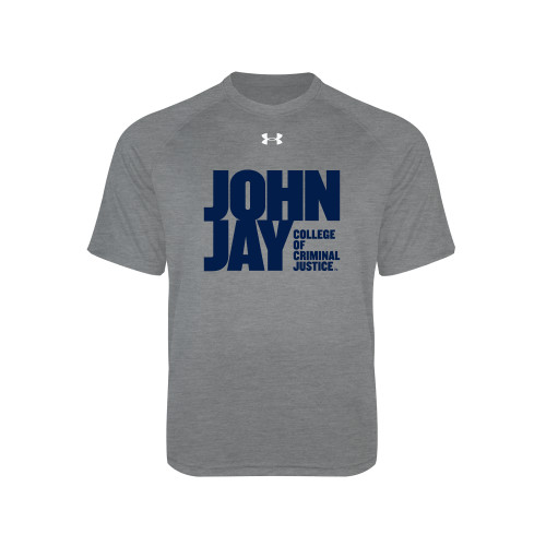 Under Armour Youth Grey Tech Tee-John Jay College of Criminal Justice Primary Mark