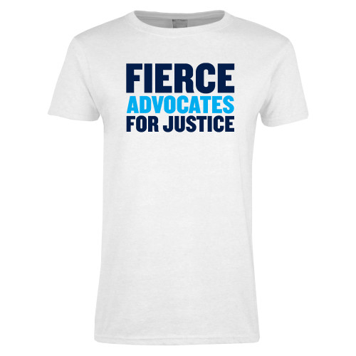 Womens White Short Sleeve Tee-John Jay College of Criminal Justice Fierce Advocates For Justice