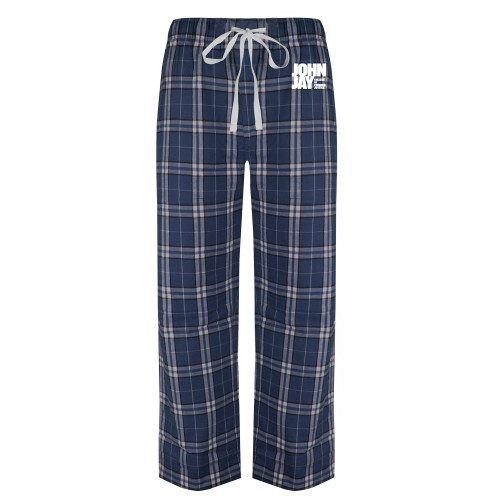 Navy/White Flannel Pajama Pant-John Jay College of Criminal Justice Primary Mark