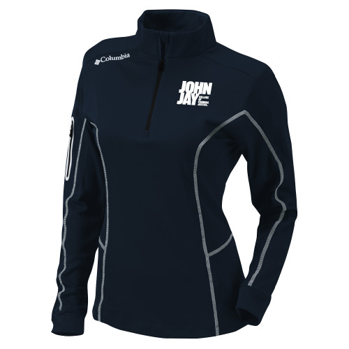 Columbia Womens Omni Wick Navy 1/4 Zip-John Jay College of Criminal Justice Primary Mark