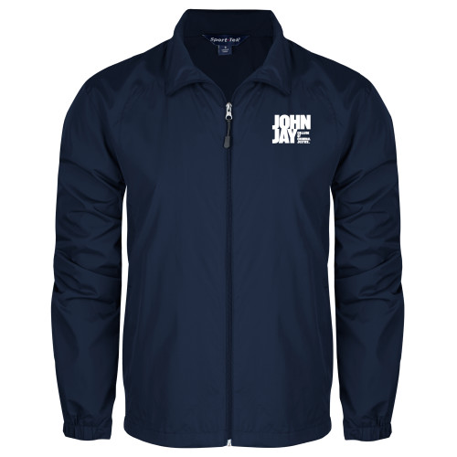 Navy Full Zip Wind Jacket-John Jay College of Criminal Justice Primary Mark