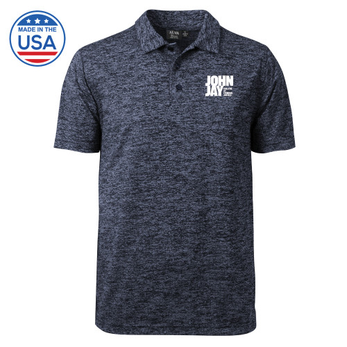 Navy Honeycomb Jacquard Polo-John Jay College of Criminal Justice Primary Mark