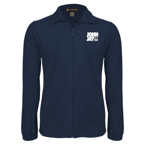 Navy Fleece Full Zip  Jacket-John Jay College of Criminal Justice Primary Mark