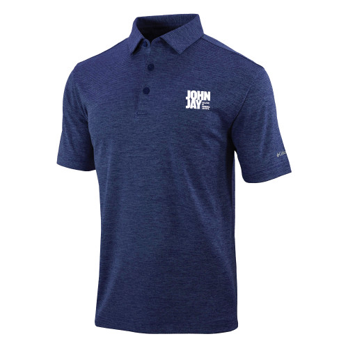 Columbia Navy Sand Tee Polo-John Jay College of Criminal Justice Primary Mark