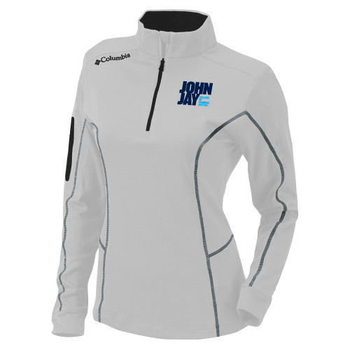 Columbia Womens Omni Wick White 1/4 Zip-John Jay College of Criminal Justice Primary Mark