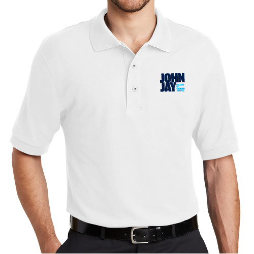 White Silk Touch Polo-John Jay College of Criminal Justice Primary Mark