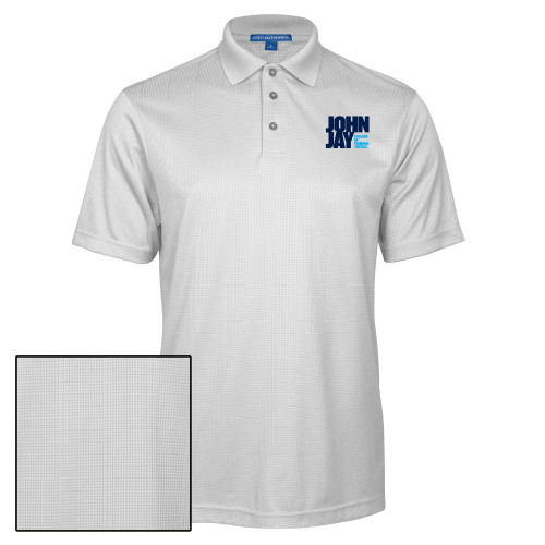 White Performance Fine Jacquard Polo-John Jay College of Criminal Justice Primary Mark