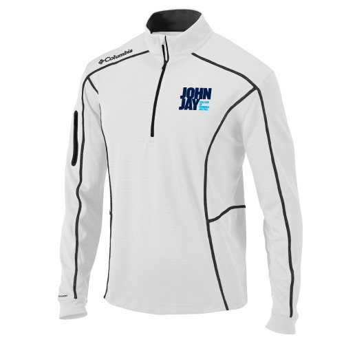 Columbia White Omni Wick Shotgun 1/4 Zip-John Jay College of Criminal Justice Primary Mark