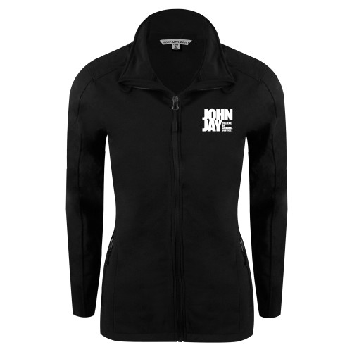 Womens Black Softshell Jacket-John Jay College of Criminal Justice Primary Mark