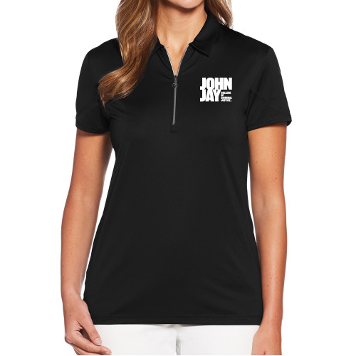 Callaway Womens Black Tulip Sleeve Zip Polo-John Jay College of Criminal Justice Primary Mark