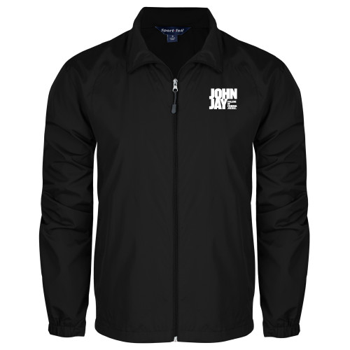 Black Full Zip Wind Jacket-John Jay College of Criminal Justice Primary Mark