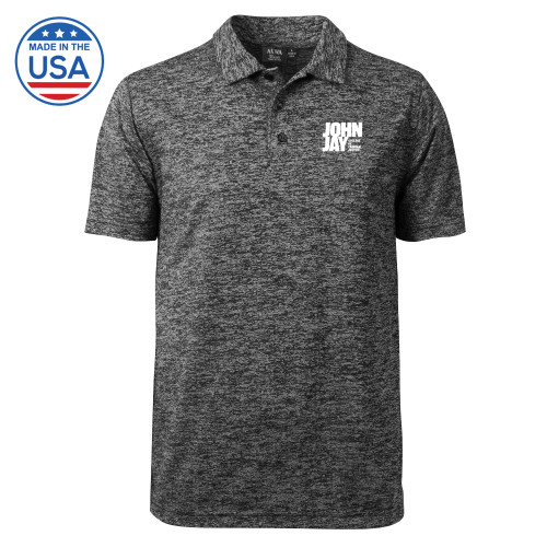 Charcoal Honeycomb Jacquard Polo-John Jay College of Criminal Justice Primary Mark