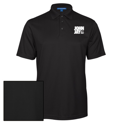 Black Performance Fine Jacquard Polo-John Jay College of Criminal Justice Primary Mark