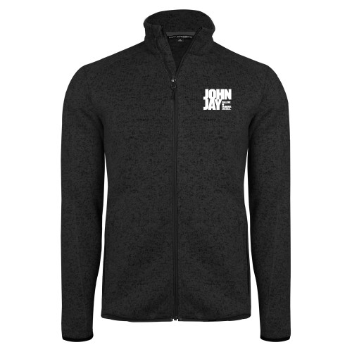 Black Heather  Sweater Fleece Jacket-John Jay College of Criminal Justice Primary Mark