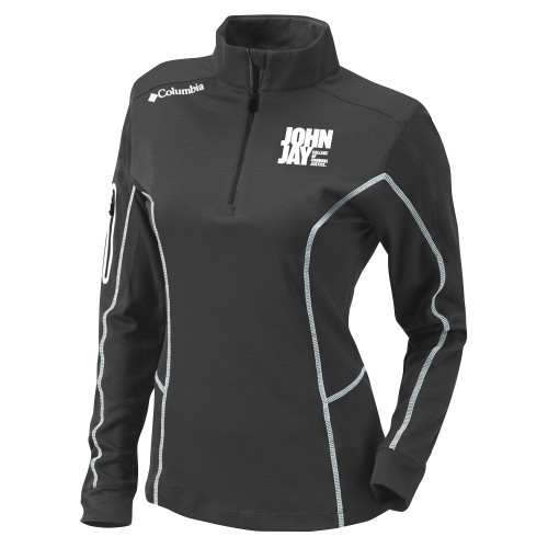 Columbia Womens Omni Wick Charcoal 1/4 Zip-John Jay College of Criminal Justice Primary Mark