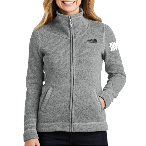 The North Face Womens Grey Heather Fleece Jacket-John Jay College of Criminal Justice Primary Mark