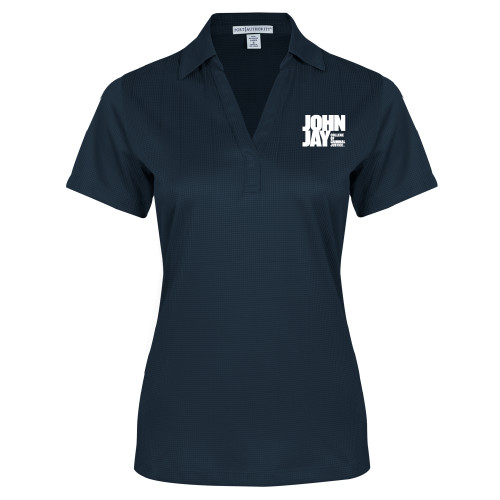 Womens Navy Performance Fine Jacquard Polo-John Jay College of Criminal Justice Primary Mark