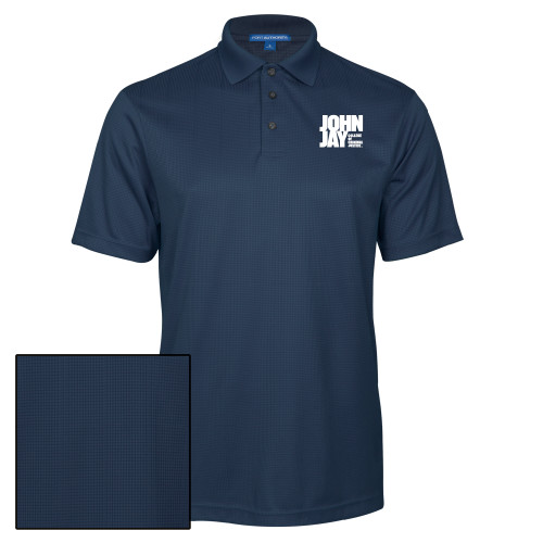 Navy Performance Fine Jacquard Polo-John Jay College of Criminal Justice Primary Mark