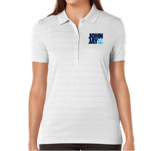 Callaway Womens White Opti Vent Polo-John Jay College of Criminal Justice Primary Mark